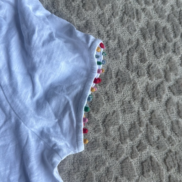 NWT Mini Boden Ali Puff Sleeve Top Pom White 100% Cotton T-Shirt, size 13-14Y - Picture 7 of 10